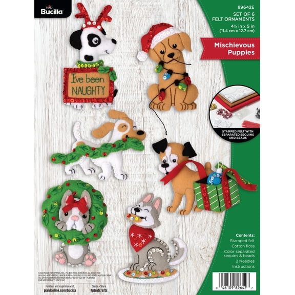 Bucilla® Mischievous Puppies Felt & Sequin Kit