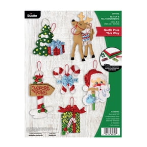 Bucilla North Pole This Way 6 Count Felt Applique Ornament Kit, 3 x 4 in