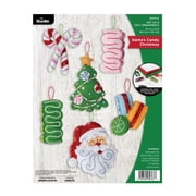Bucilla Santa's Candy Christmas 6 Count Felt Applique Ornament Kit