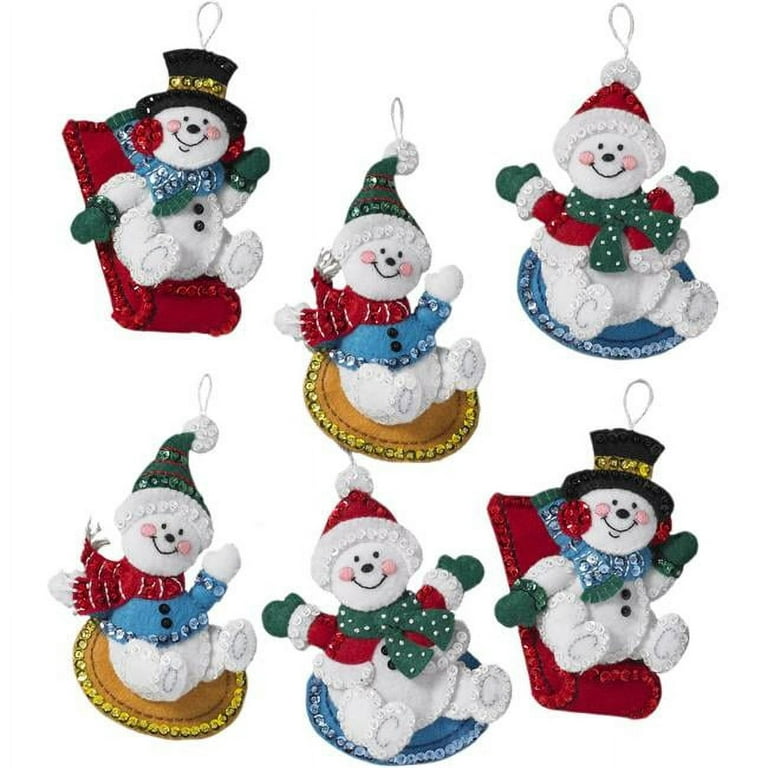 Bucilla Felt Ornaments Applique Kit Set of 6 - Snow Much Fun