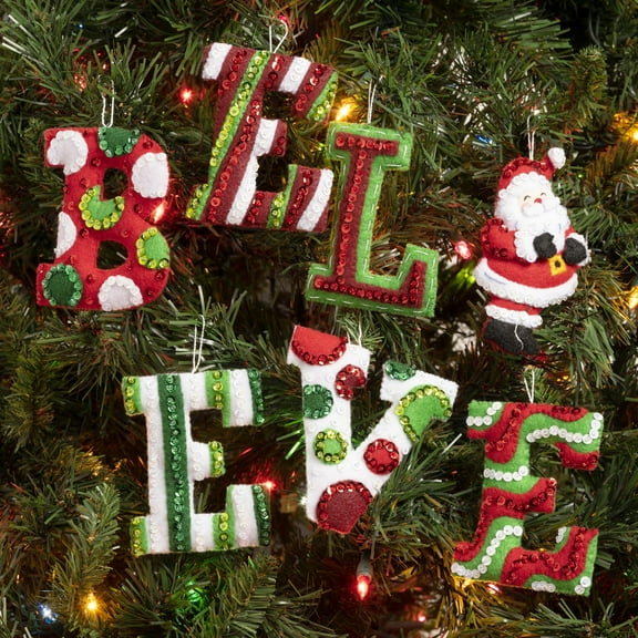 Bucilla Felt Ornaments Applique Kit Set Of 7-Believe In Santa