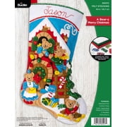 Bucilla 18" A Bear-y Merry Christmas Felt Applique Christmas Stocking Embroidery Kit