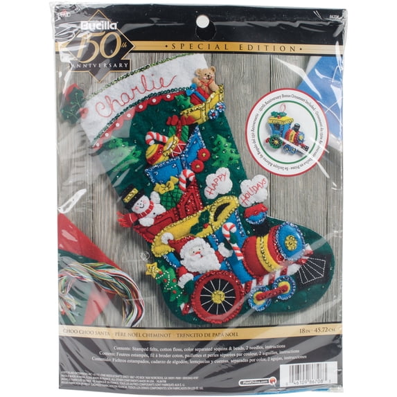 Bucilla Felt Stocking Applique Kit 18" Long-Choo Choo Santa