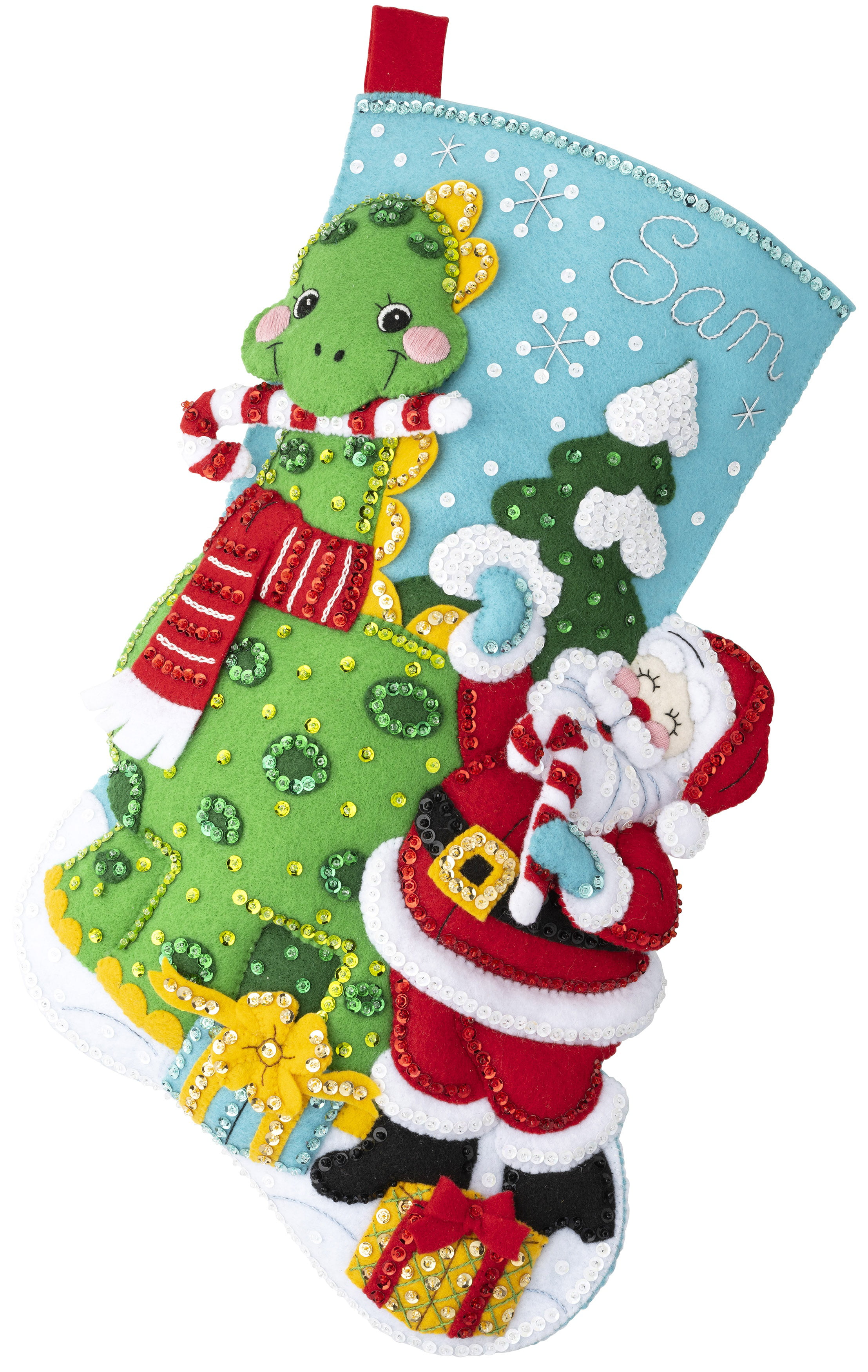 LIOOBO Christmas Stocking Felt Applique Kit Handmade Xmas Tree DIY Fabric  Hanging Bag for Festive Kids Educational Toy Gift Wall Door Decor - Yahoo  Shopping