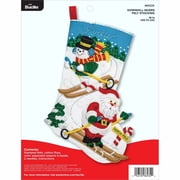 Bucilla 18" Downhill Skiers Felt Applique Christmas Stocking Embroidery Kit