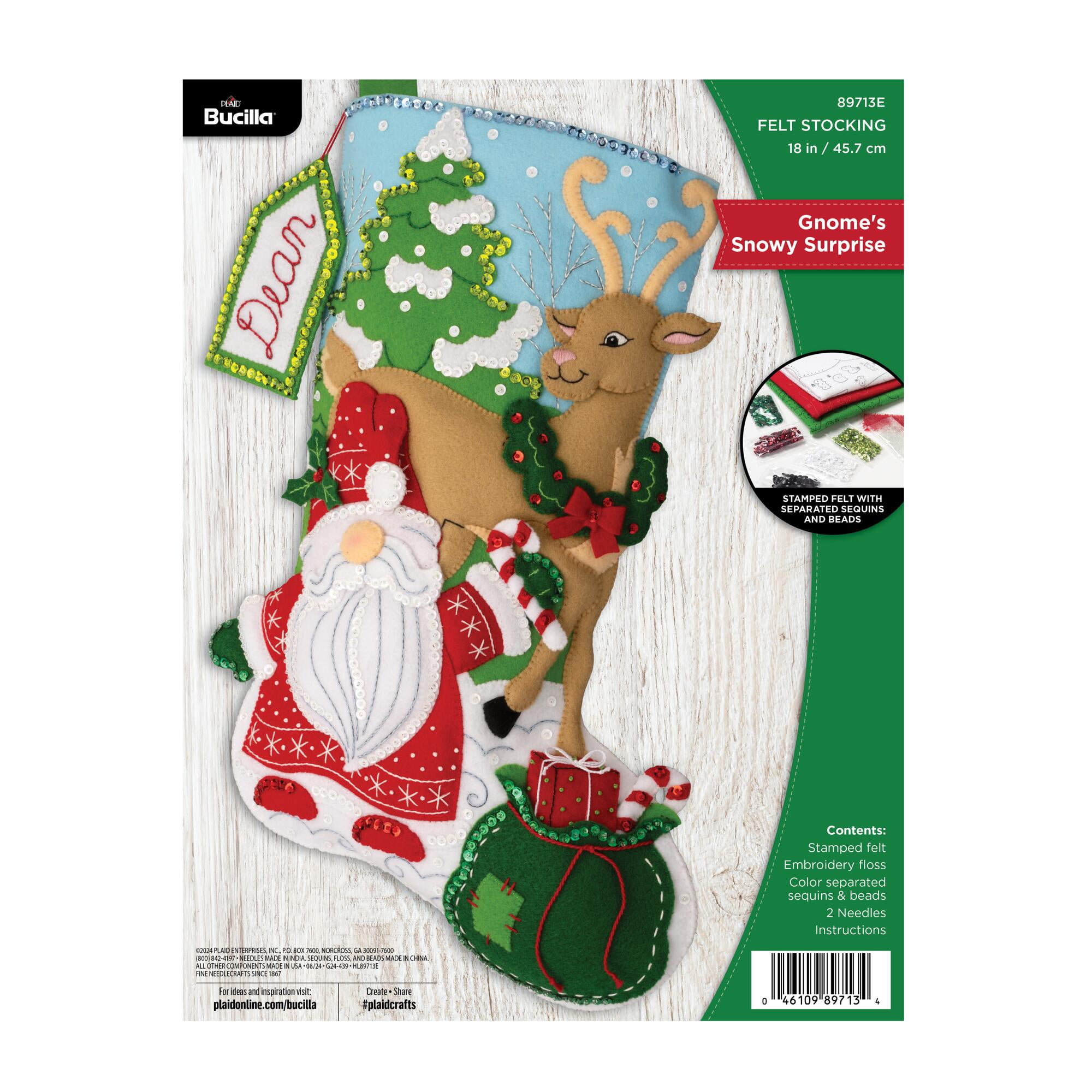 Bucilla Gnomes Snowy Surprise 18 in Multicolor Felt Stocking Kit