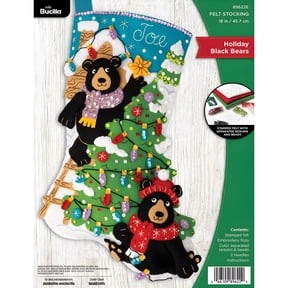 Bucilla Holiday Black Bears 18 in Felt Applique Stocking Kit