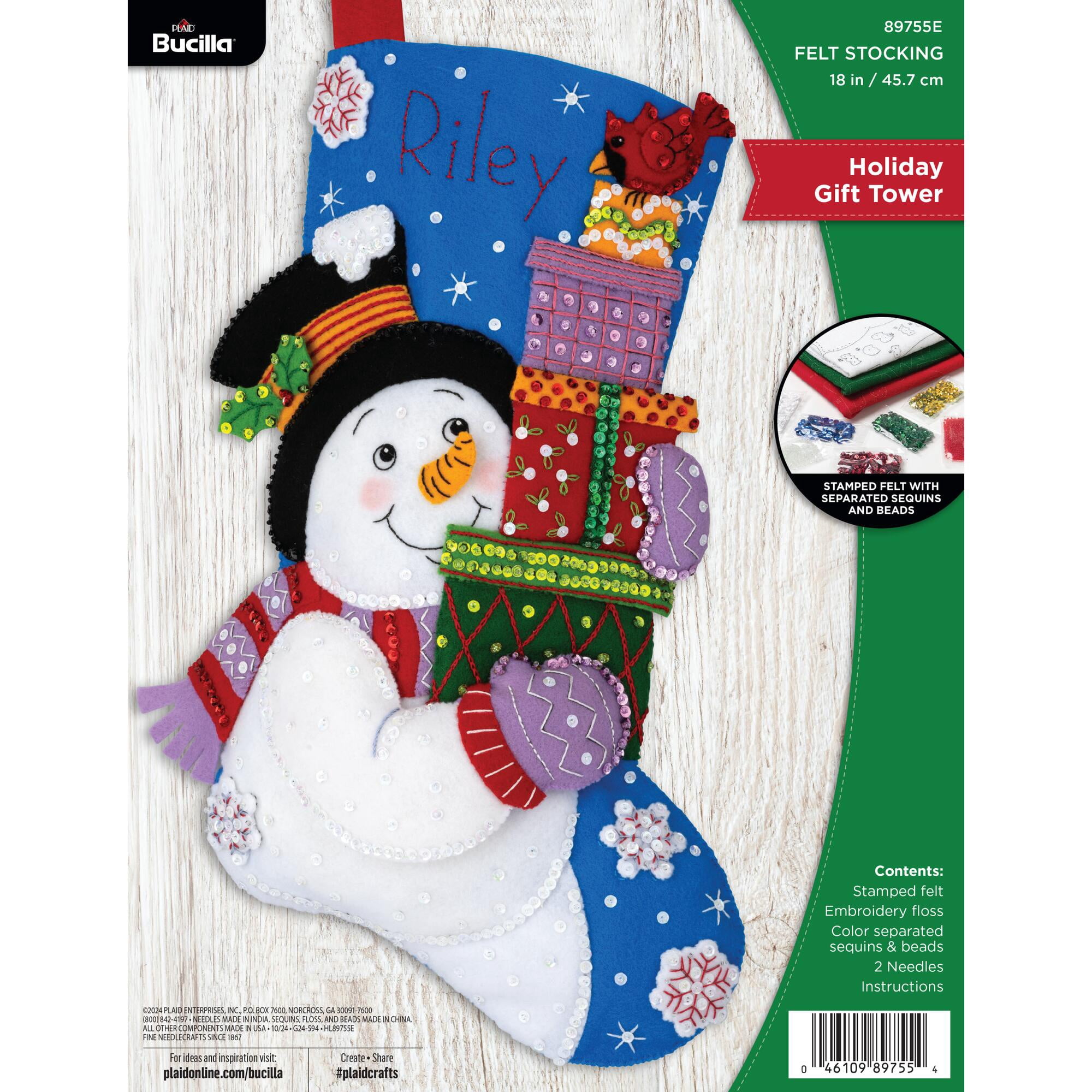 Bucilla Holiday Gift Tower 18 in Multicolor Felt Stocking Kit