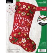 Bucilla 18" Merry and Bright Felt Applique Christmas Stocking Embroidery Kit