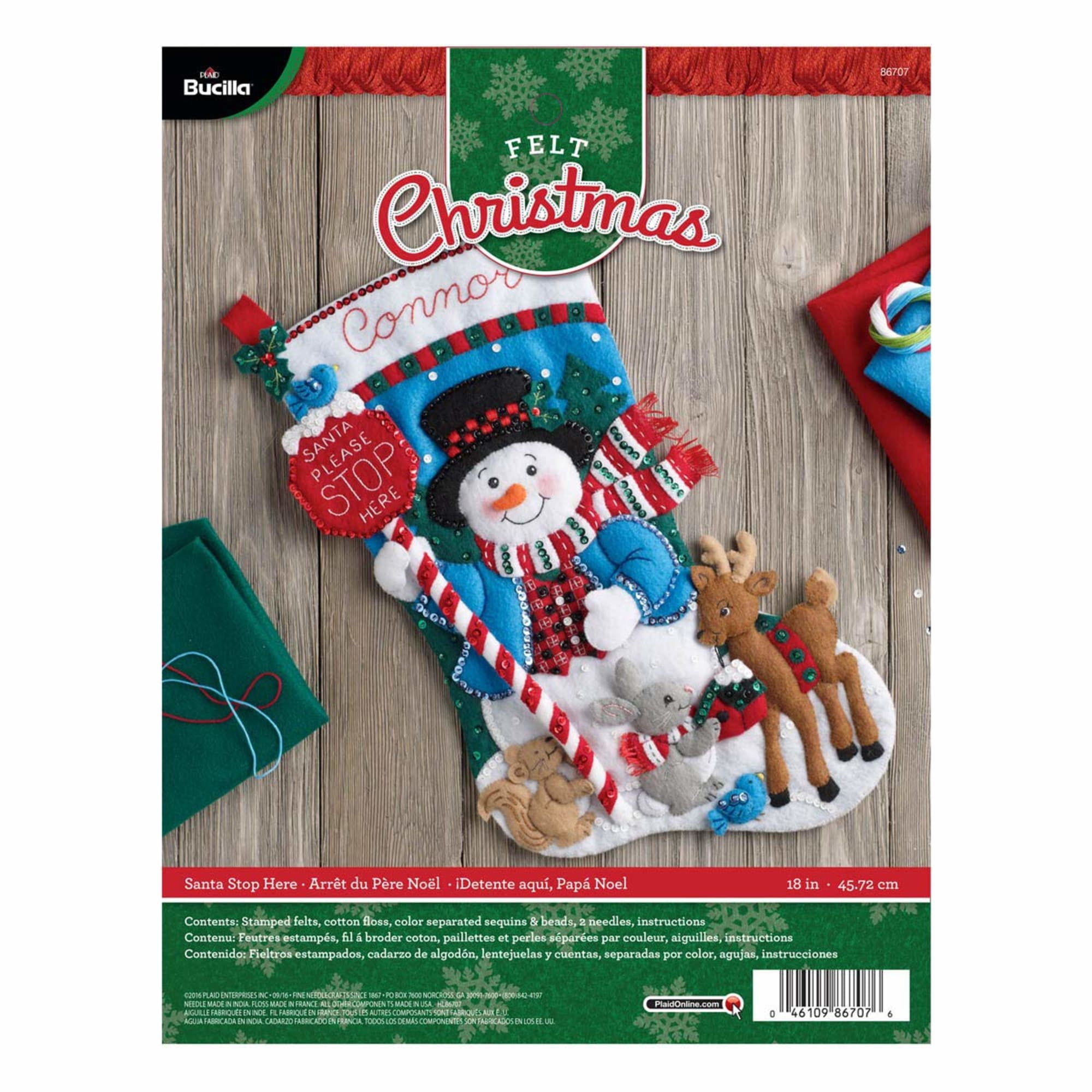 Bucilla Santa Stops Here 18 in Multicolor Felt Stocking Kit