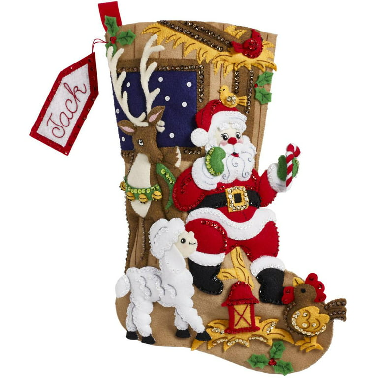 Bucilla Felt Stocking Applique Kit 18 Long-Santa's Visit, 1