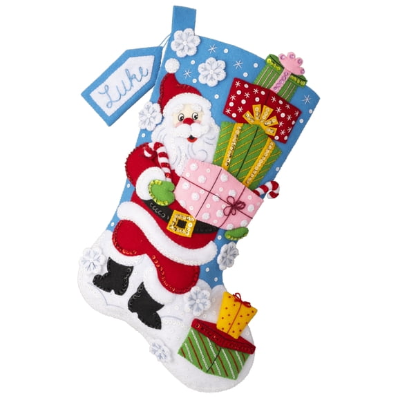 Bucilla Santa's Gift Galore 18 in Felt Applique Stocking Kit