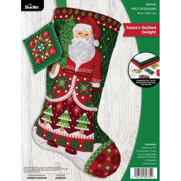 Bucilla Santa's Quilted Delight 18 in Multicolor Felt Stocking Kit