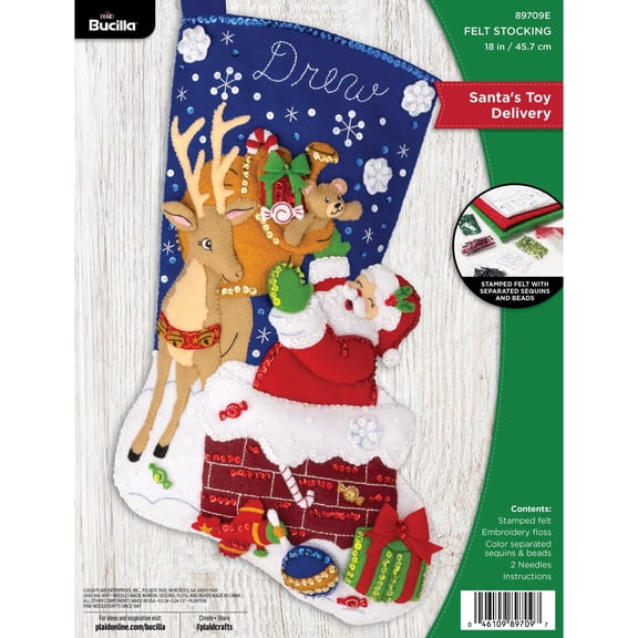Bucilla Santa Toy Delivery 18 in Multicolor Felt Stocking Kit