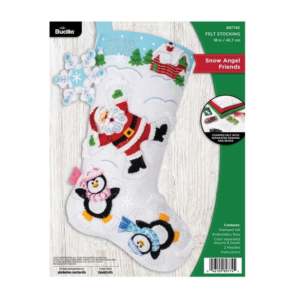 Bucilla Snow Angel Friends Christmas Felt Applique Stocking Kit, 18 in, 1 Count