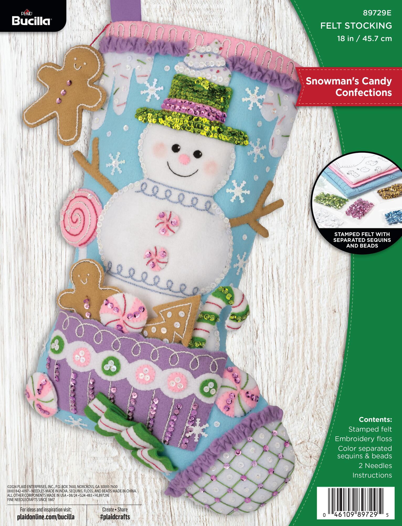 Bucilla Snowman's Candy Confections 18 in Multicolor Felt Stocking Kit