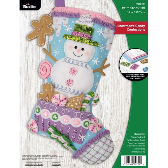 Bucilla Snowman's Candy Confections 18 in Multicolor Felt Stocking Kit