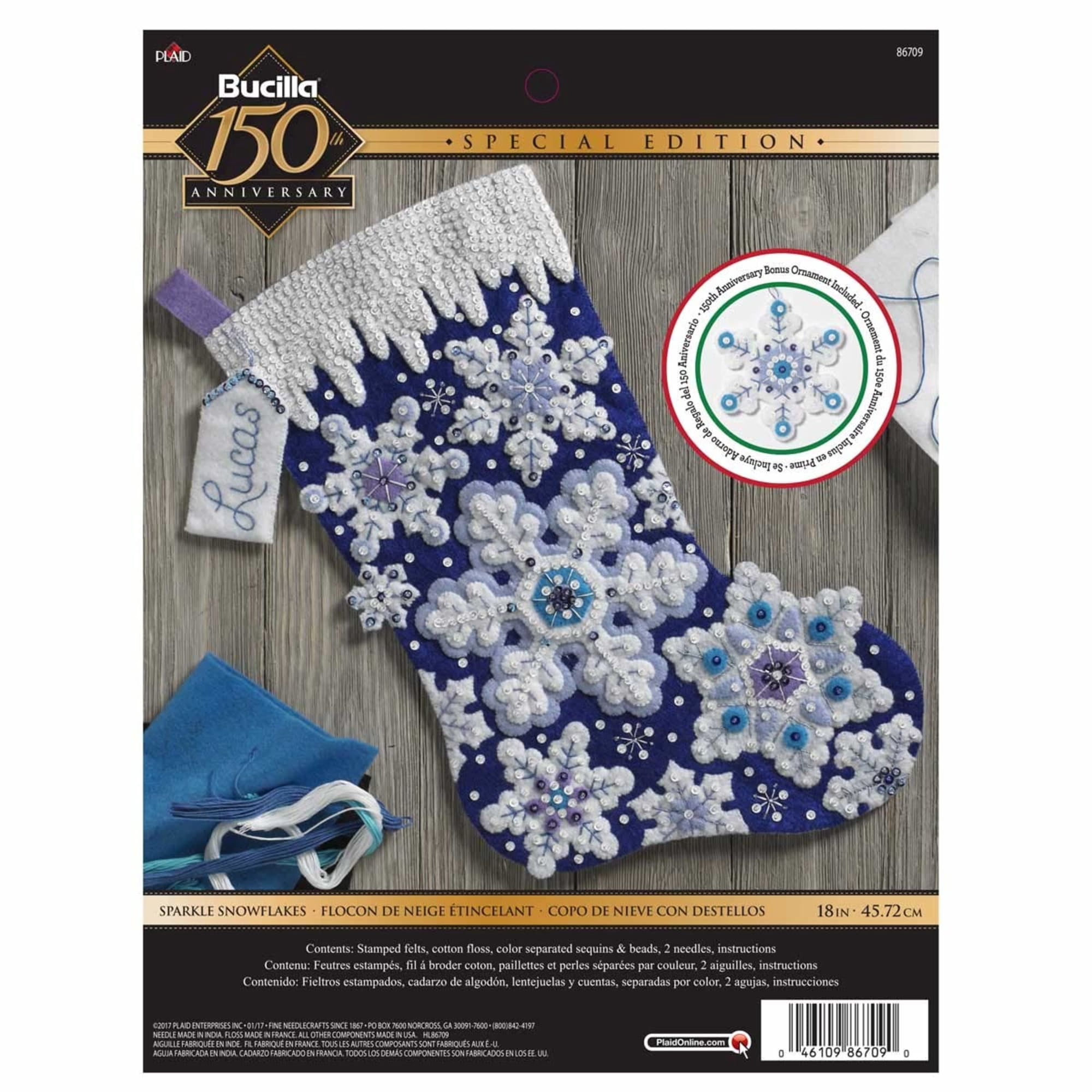 Bucilla Sparkle Snowflake 18 in Multicolor Felt Stocking Kit