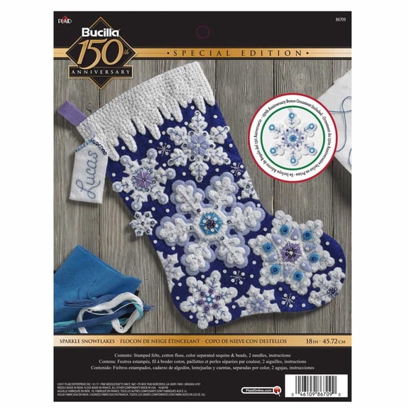 Bucilla Sparkle Snowflake 18 in Multicolor Felt Stocking Kit