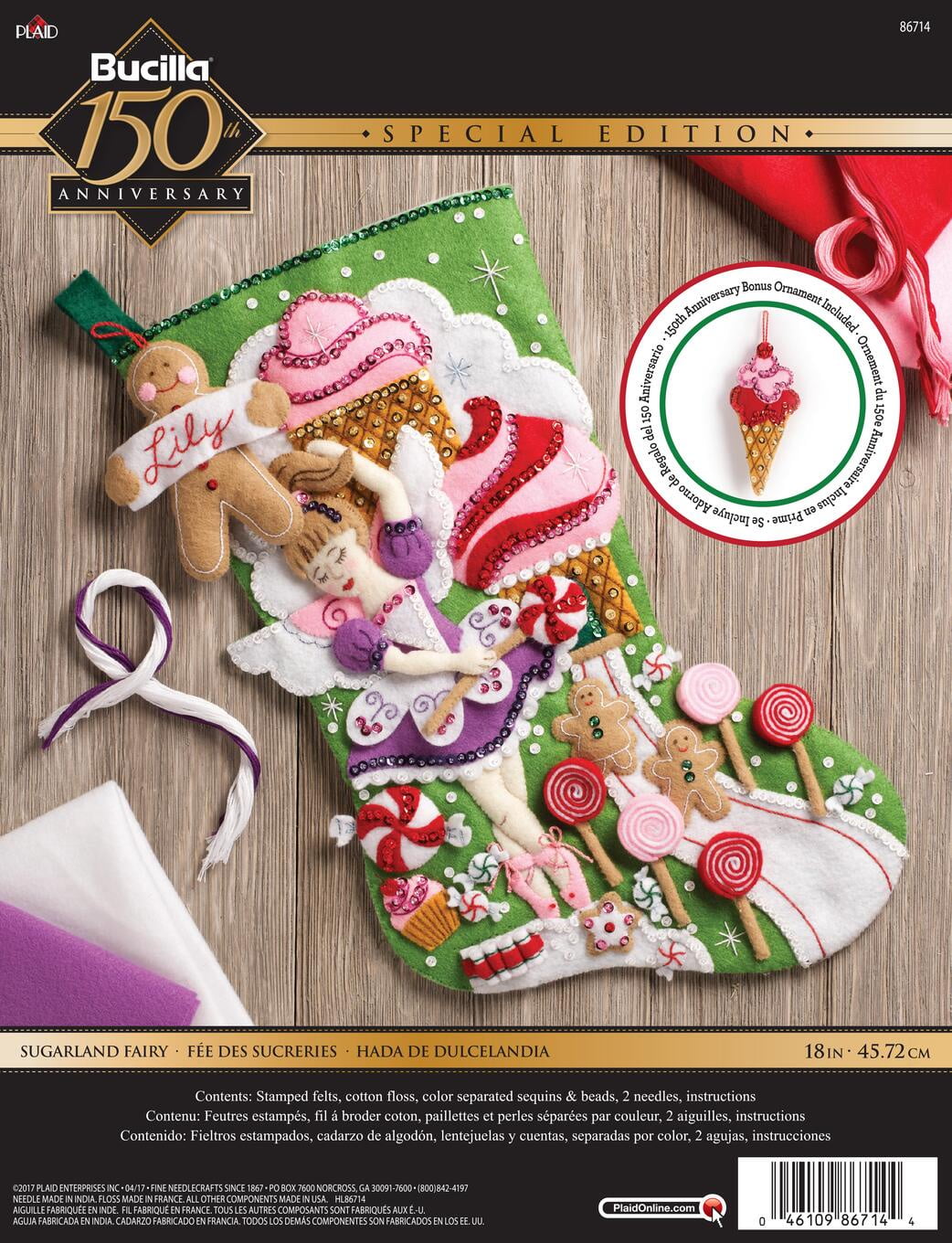 Bucilla Sugarland Fairy 18 in Multicolor Felt Stocking Kit