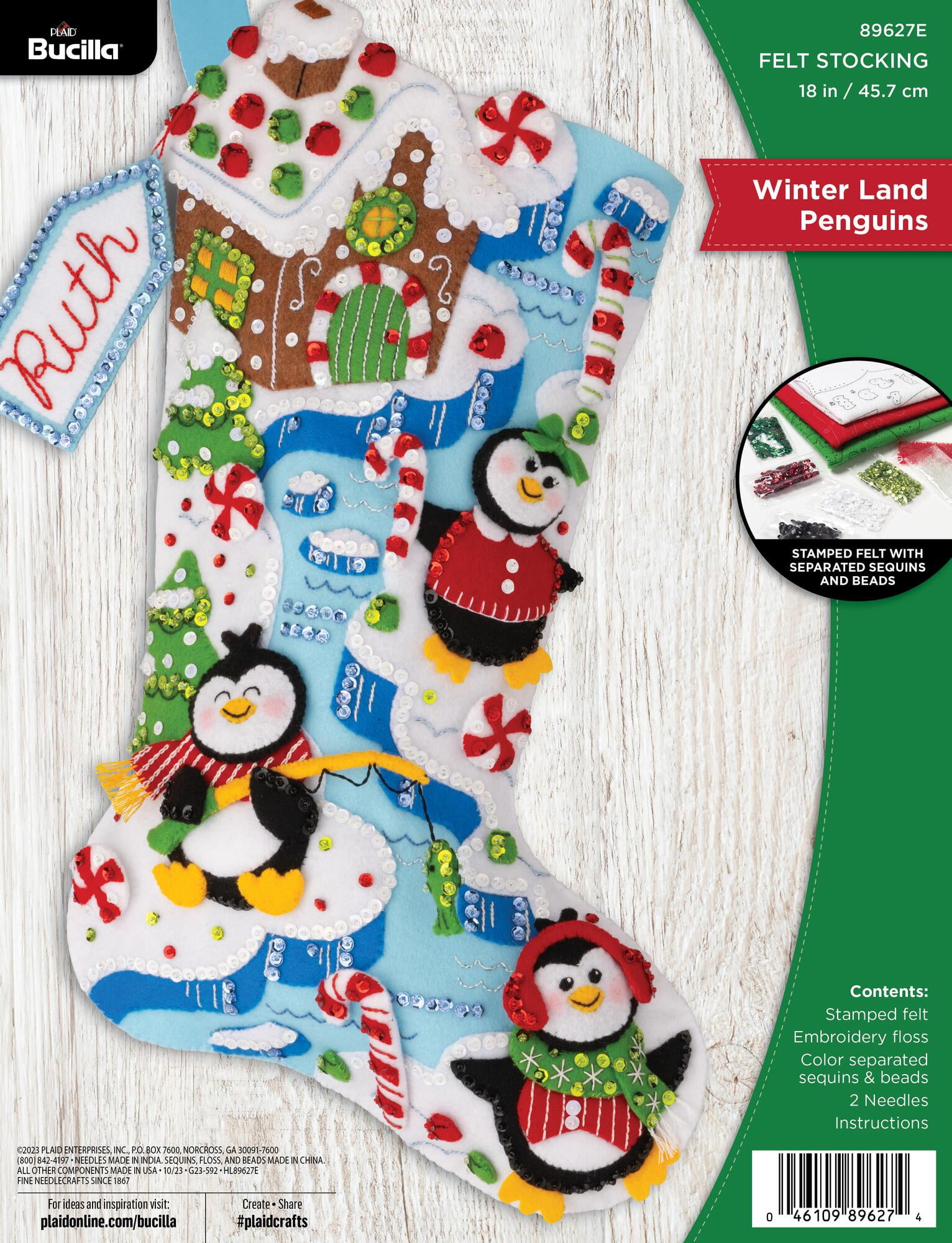 Bucilla Winter Land Penguins 18 in Multicolor Felt Stocking Kit