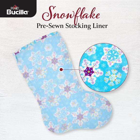 Bucilla Felt Stocking Liner, Snowflakes, White, 18 in