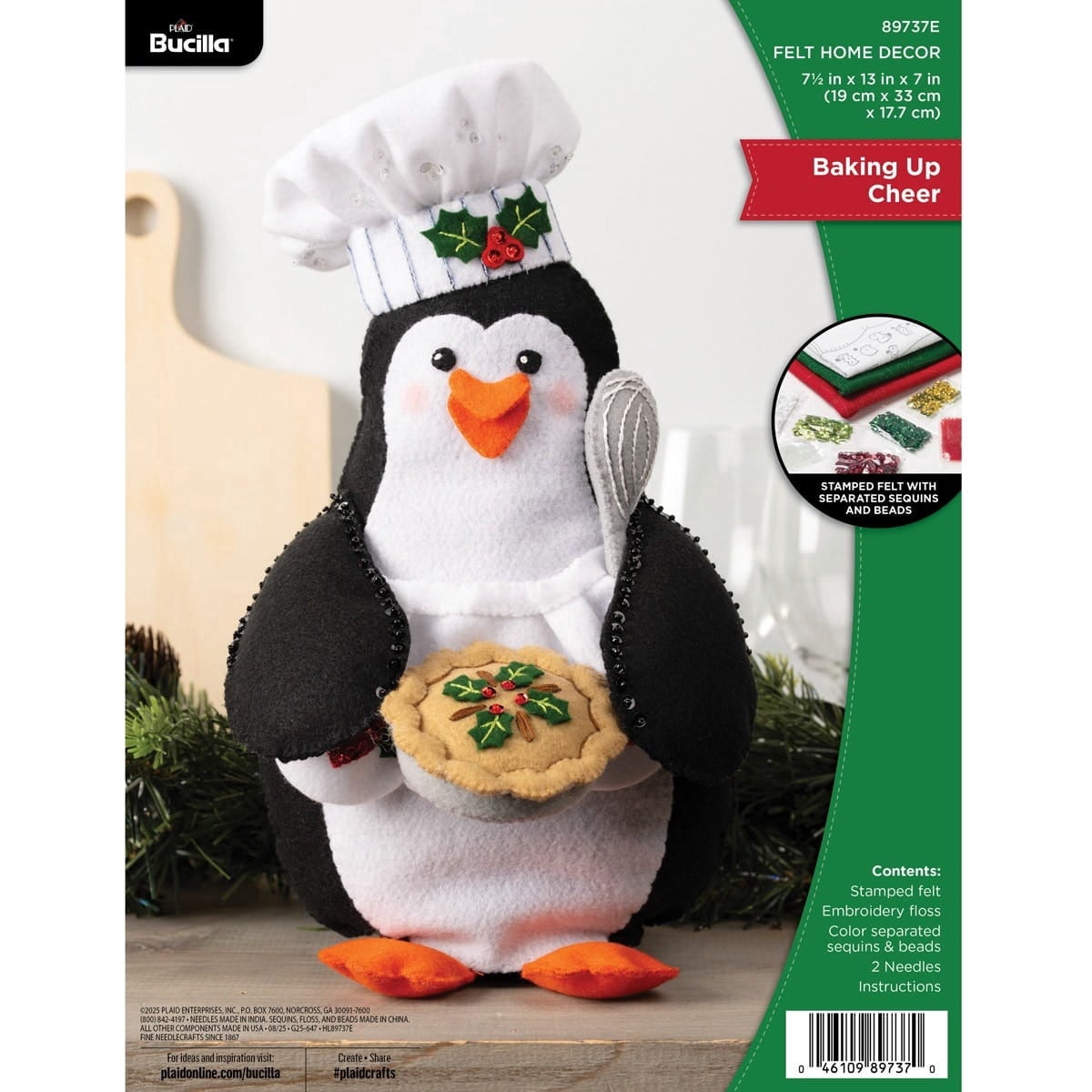 Bucilla Baking up Cheer 7.5 x 13 x 7 in Felt Applique Wall Hanging Kit