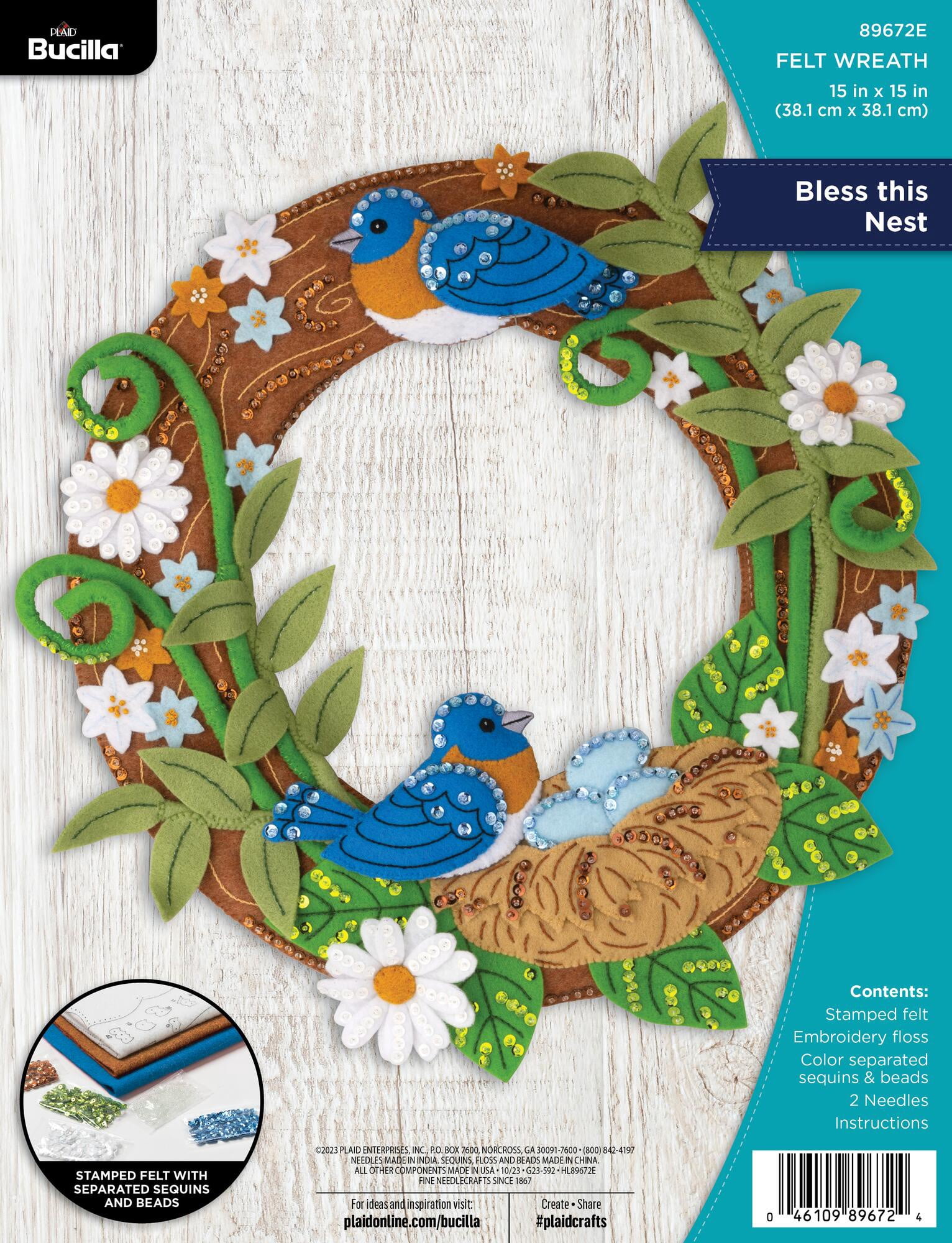 Bucilla Bless This Nest Felt Applique Wreath Kit, 15 x 15 in