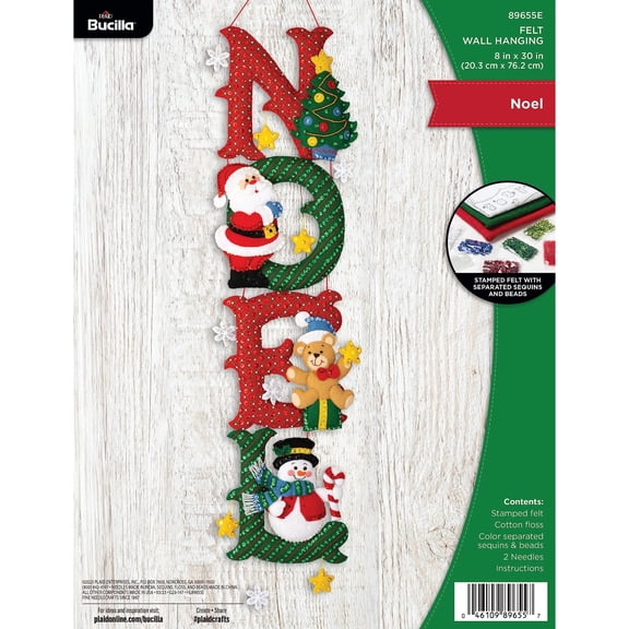 Bucilla Noel Felt Applique Wall Hanging Kit, 8 x 30 in
