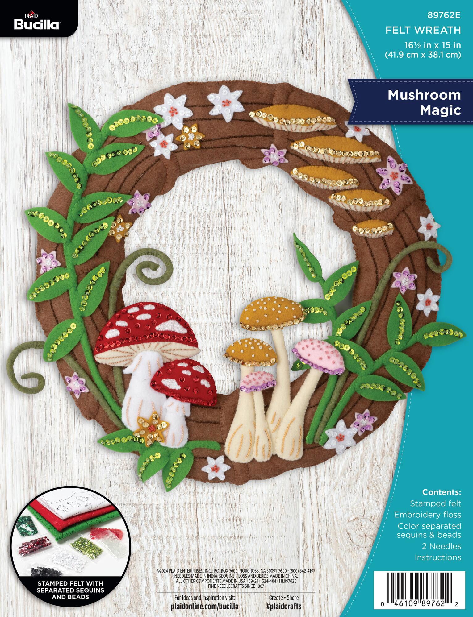 Bucilla Mushroom Magic 15.5 in Felt Applique Wreath Kit