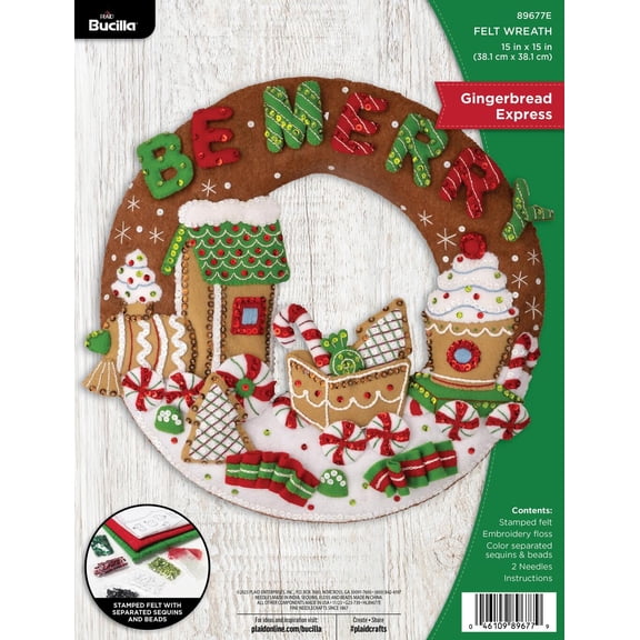Bucilla Gingerbread Express Wreath Felt & Sequin Kit