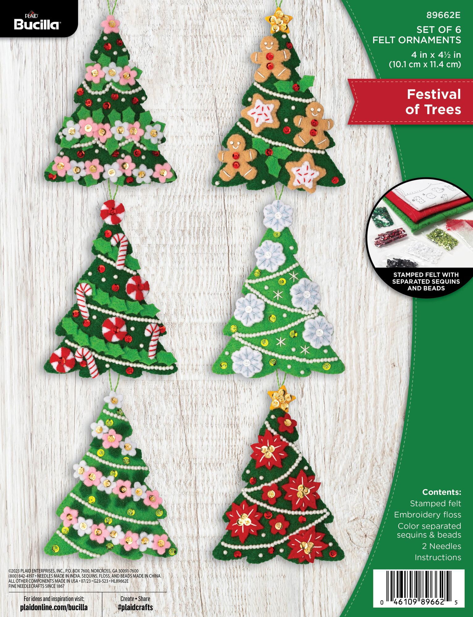 Bucilla Festival of Trees 6 Count Felt Applique Ornament Kit, 4 x 4.5 in