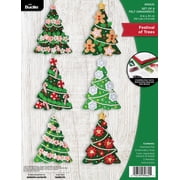Bucilla 4" x 4.5" Festival of Trees Felt Applique Christmas Ornament Kit, 6 Pieces
