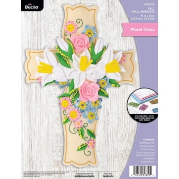 Bucilla Floral Cross 11 x 16 in Felt Applique Wall Hanging Kit