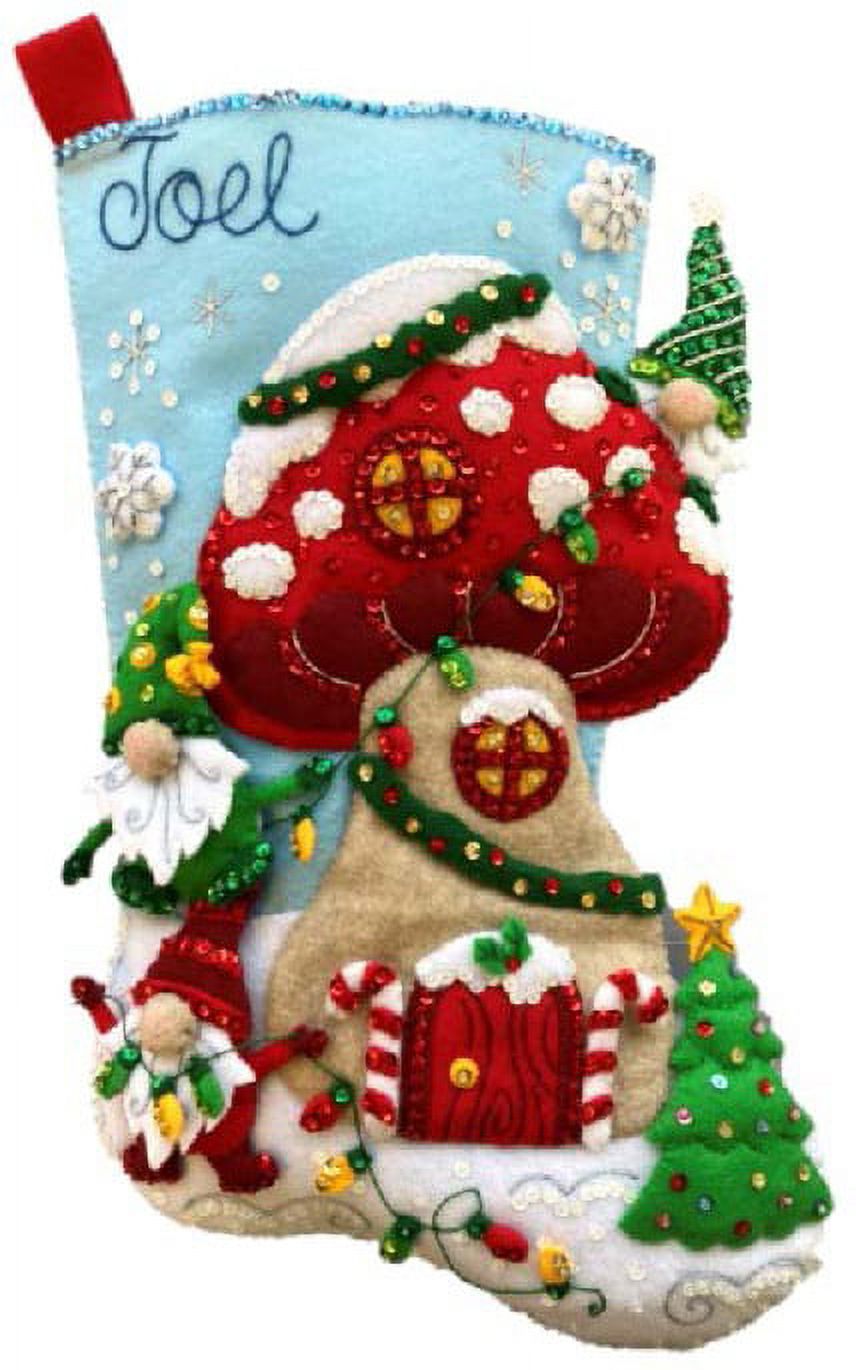 Bucilla 33105 - Kit Gonna Per Albero Di Natale "Babbo Natale E Amici" Con Ricamo E Applicazioni (diametro 91.4cm)