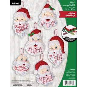 Bucilla Holiday Greetings 6 Count Felt Applique Ornament Kit, 4 x 5 in