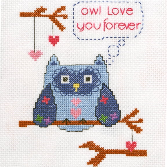 Bucilla My 1st Stitch 5" x 7" Owl Love You Forever Counted Cross Stitch Kit, 1 Each