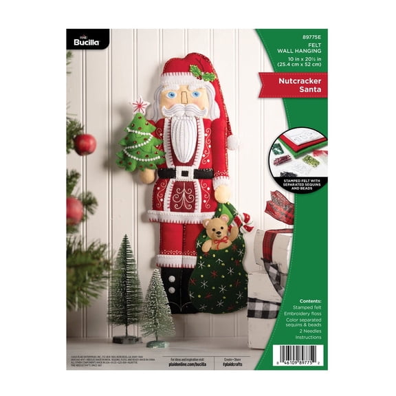 Bucilla Nutcracker Santa Felt Applique Wall Hanging Kit, 10 x 20.5 in