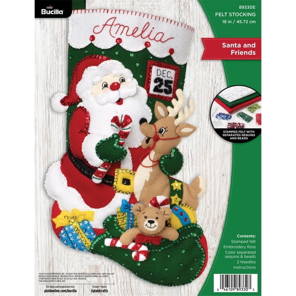 Bucilla Santa and Friends 18 in Multicolor Felt Stocking Kit