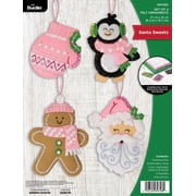 Bucilla 3.25" x 4.25" Santa Sweets Felt Applique Christmas Ornament Kit, 4 Pieces