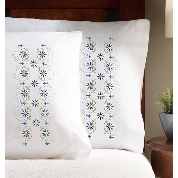 Bucilla Stamped Cross Stitch & Embroidery - Pillowcase Pairs, 20" x 30"