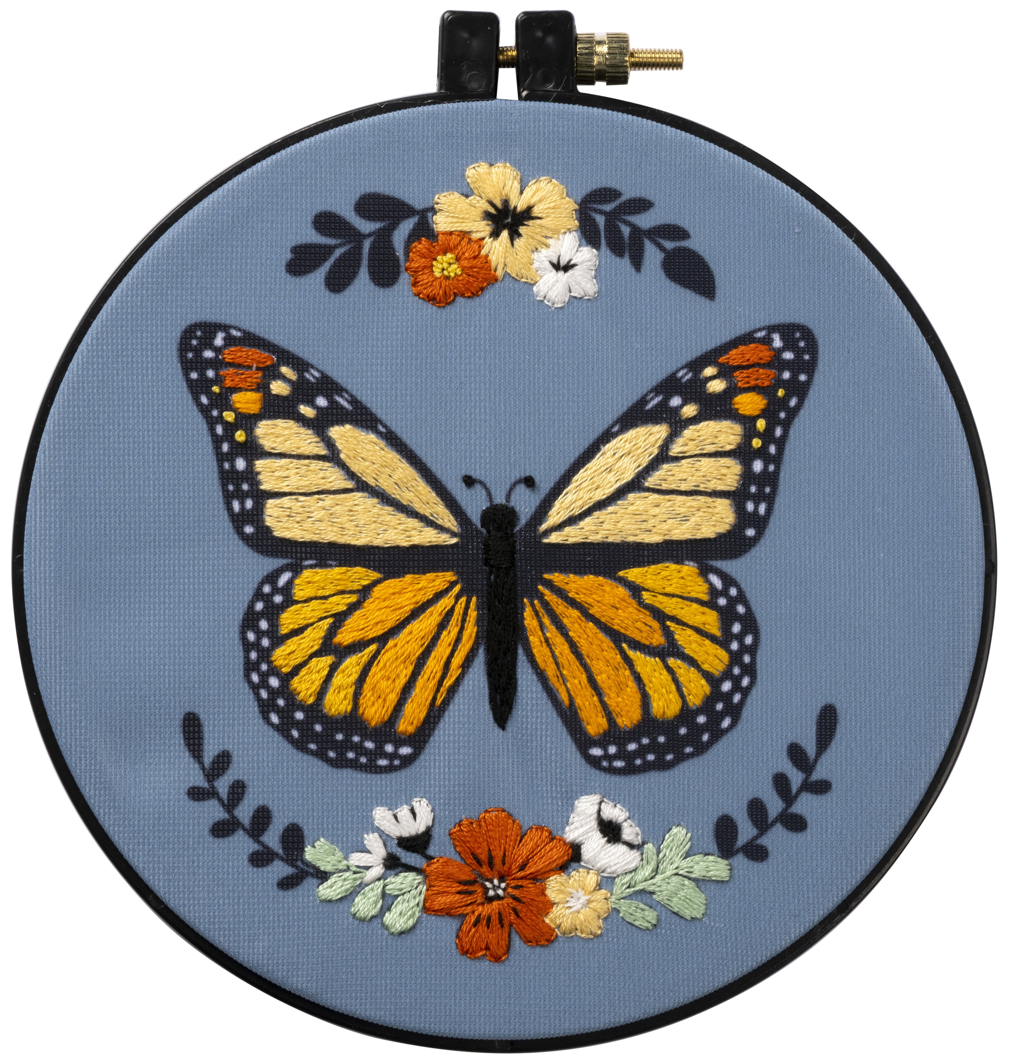 Bucilla Stamped Embroidery Kit 6" RoundMonarch Butterfly