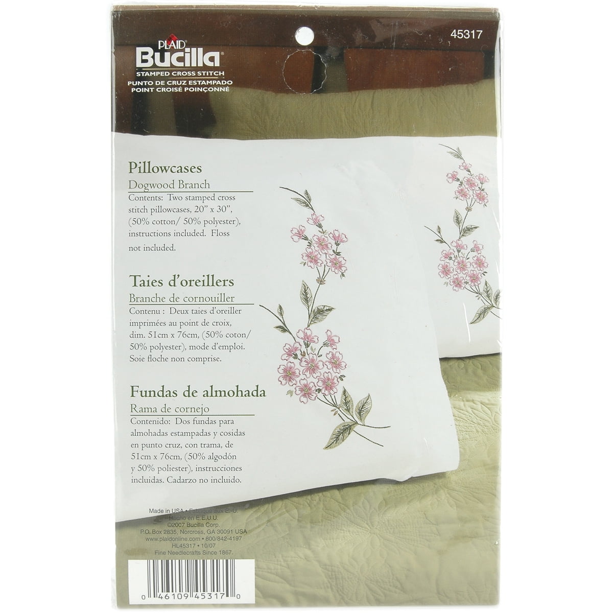 Bucilla Stamped Embroidery Pillowcase Pair 20"x30"dogwood Branch