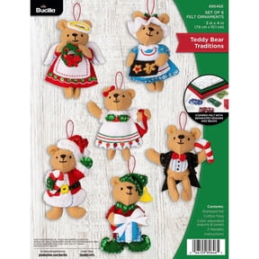 Bucilla Teddy Bear Traditions 6 Count Felt Applique Ornament Kit, 3 x 4 in