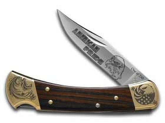 Buck 110 American Pride Ebony Wood Folding Hunter 1/250 Stainless Custom Pocket Knife