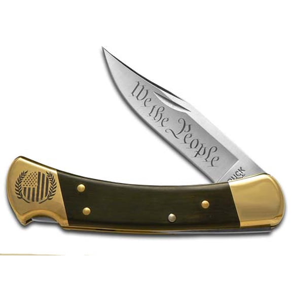 Buck 110 We The People Ebony Wood Folding Hunter 1/500 420HC Stainless Pocket Knife