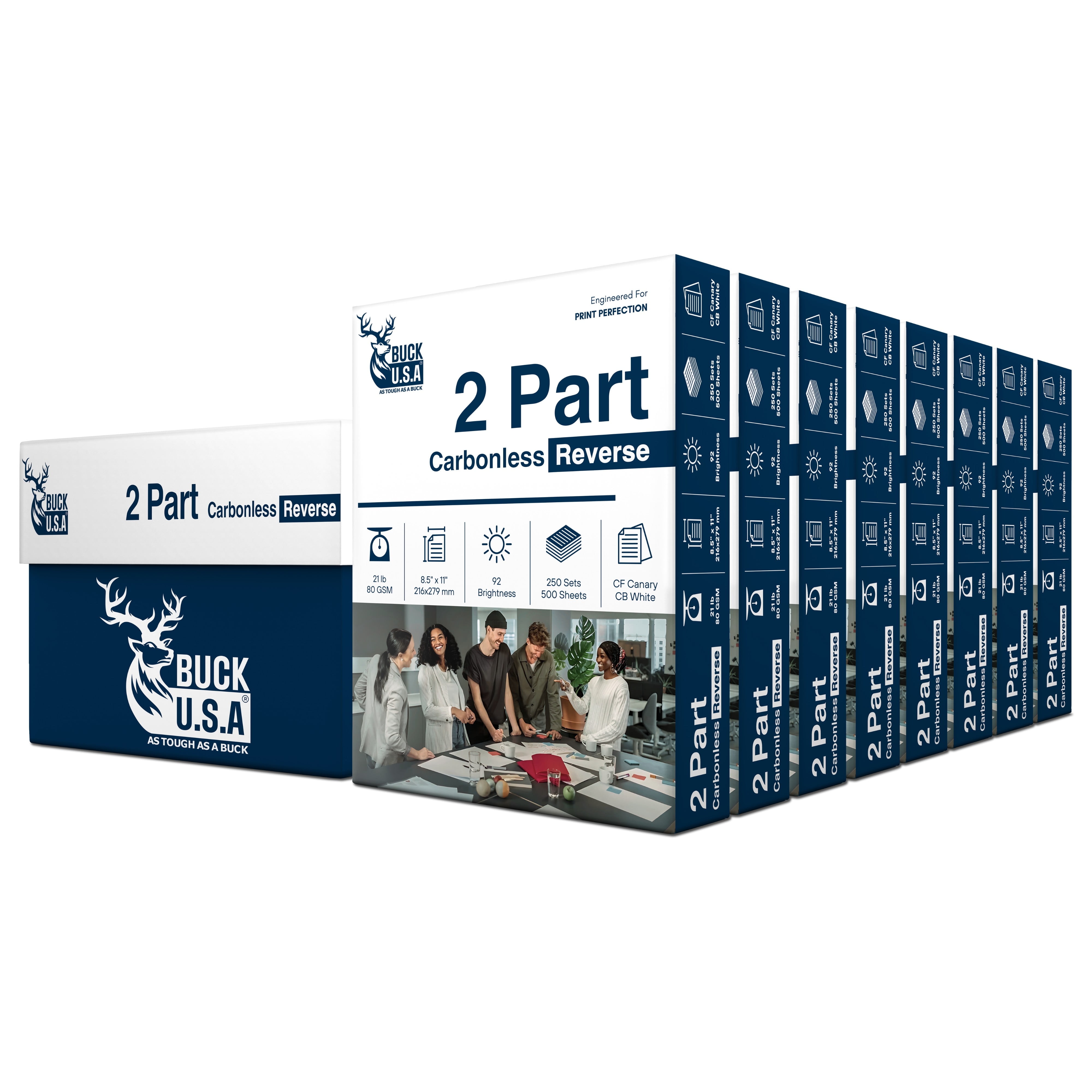 2 Part Reverse NCR Carbonless Paper (5887), 8 Reams, 8.5" x 11" Collated Paper, 2000 Sets, 4000 Sheets, 92 Bright, CF Canary/CB White - Ideal for Laser/Digital Printer & Perfect for Quality Duplicate