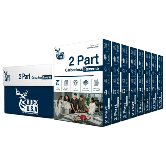 2 Part Reverse NCR Carbonless Paper (5887), 8 Reams, 8.5" x 11" Collated Paper, 2000 Sets, 4000 Sheets, 92 Bright, CF Canary/CB White - Ideal for Laser/Digital Printer & Perfect for Quality Duplicate