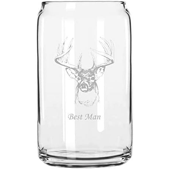 Buck Best Man Wedding Buck Etched 16oz Libbey Can Glass