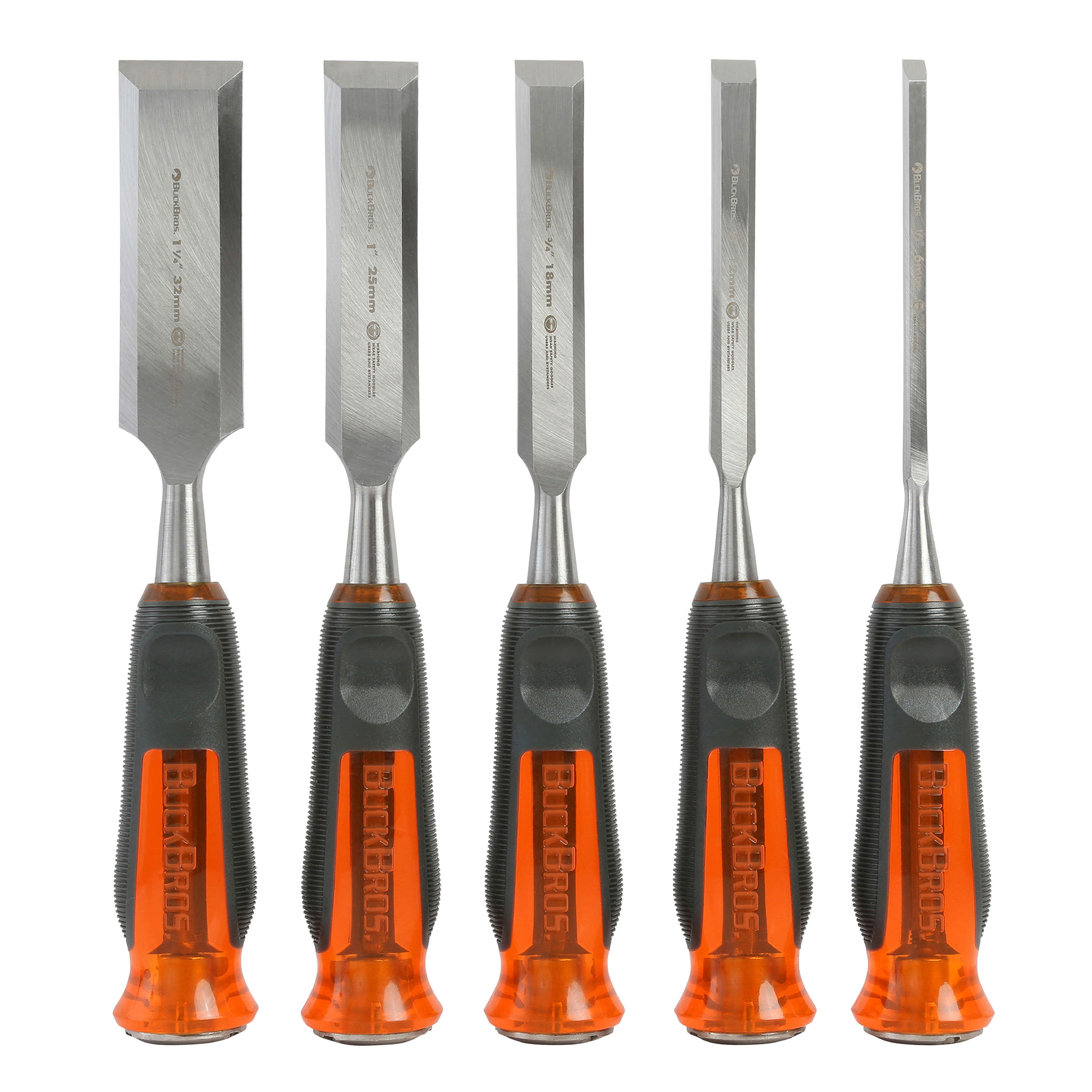 Buck Bros. 74850 5 Piece Pro Full Tang Wood Chisel Set ¼”, ½”, ¾”, 1